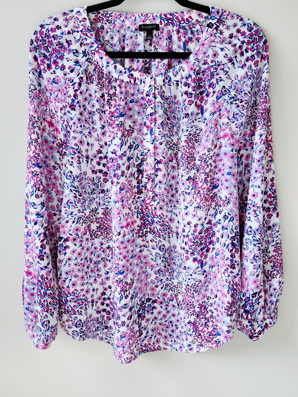 Talbots Pink Floral Long-Sleeve Blouse